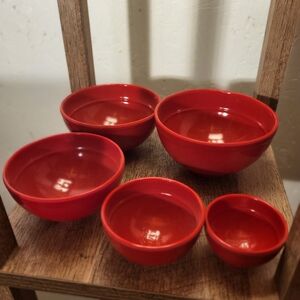Food Prep Nesting Bowls With Measurements 1/8 Cup To 2 cup Red Melamine Set Of 5